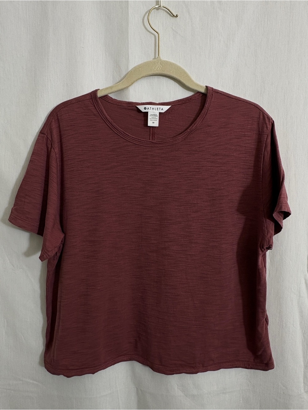 Athleta Essential Slub Tee Rosewood Red Medium Supima Cotton Short Sleeve - Picture 2 of 6